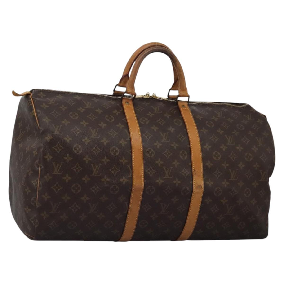 Louis Vuitton Keepall 55, Brown, Canvas, travel