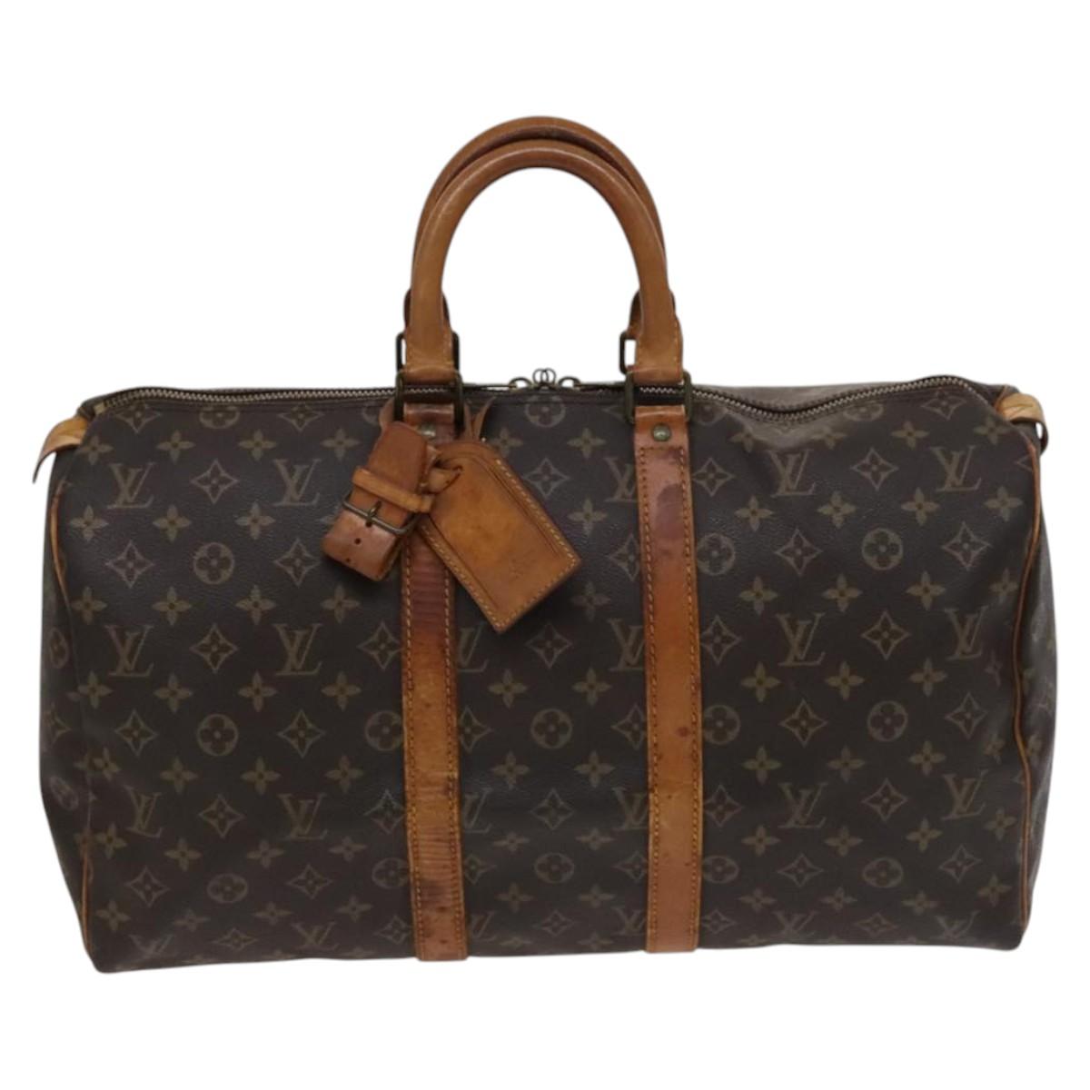 Louis Vuitton Keepall 45, Brown, Canvas, travel