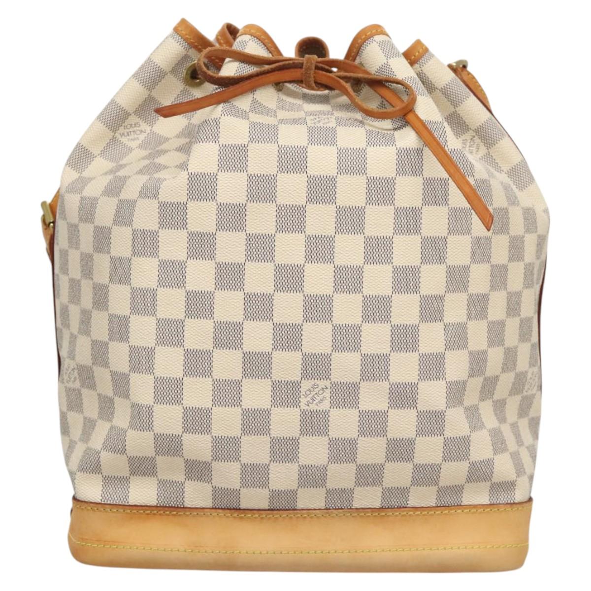 Louis Vuitton Noe, White, Canvas, shoulder