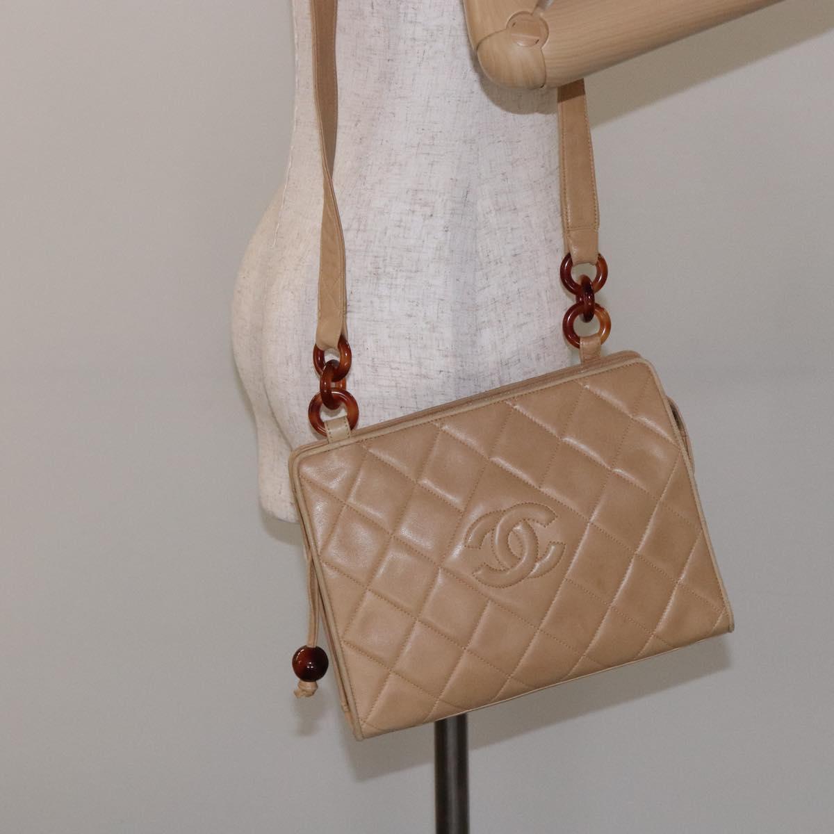 Chanel Camera, Beige, Leather, shoulder