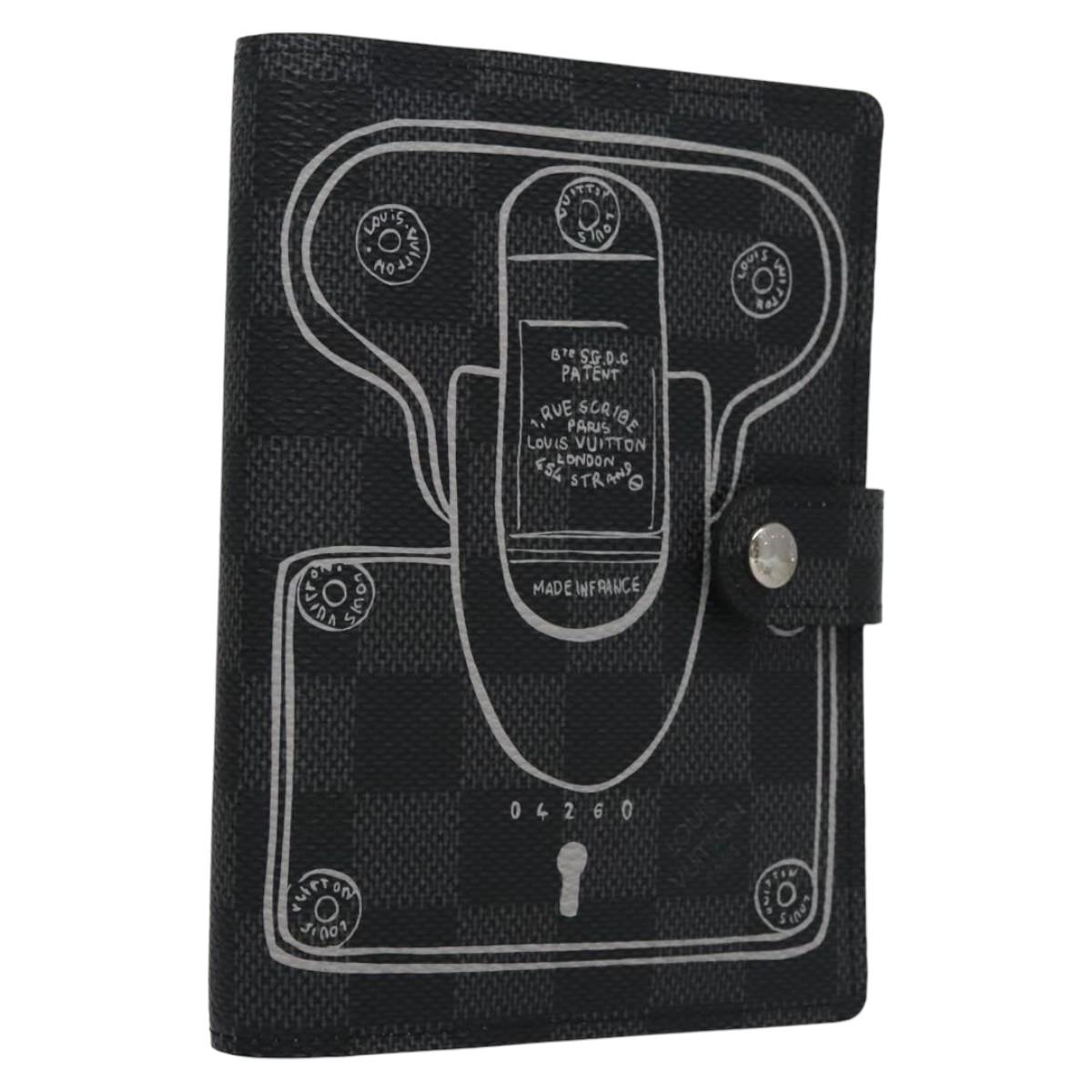 Louis Vuitton Agenda PM, Black, Canvas, wallet