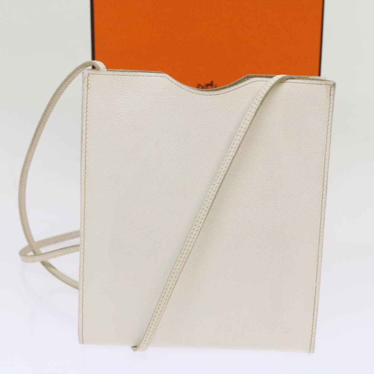 Hermès, White, Leather, shoulder