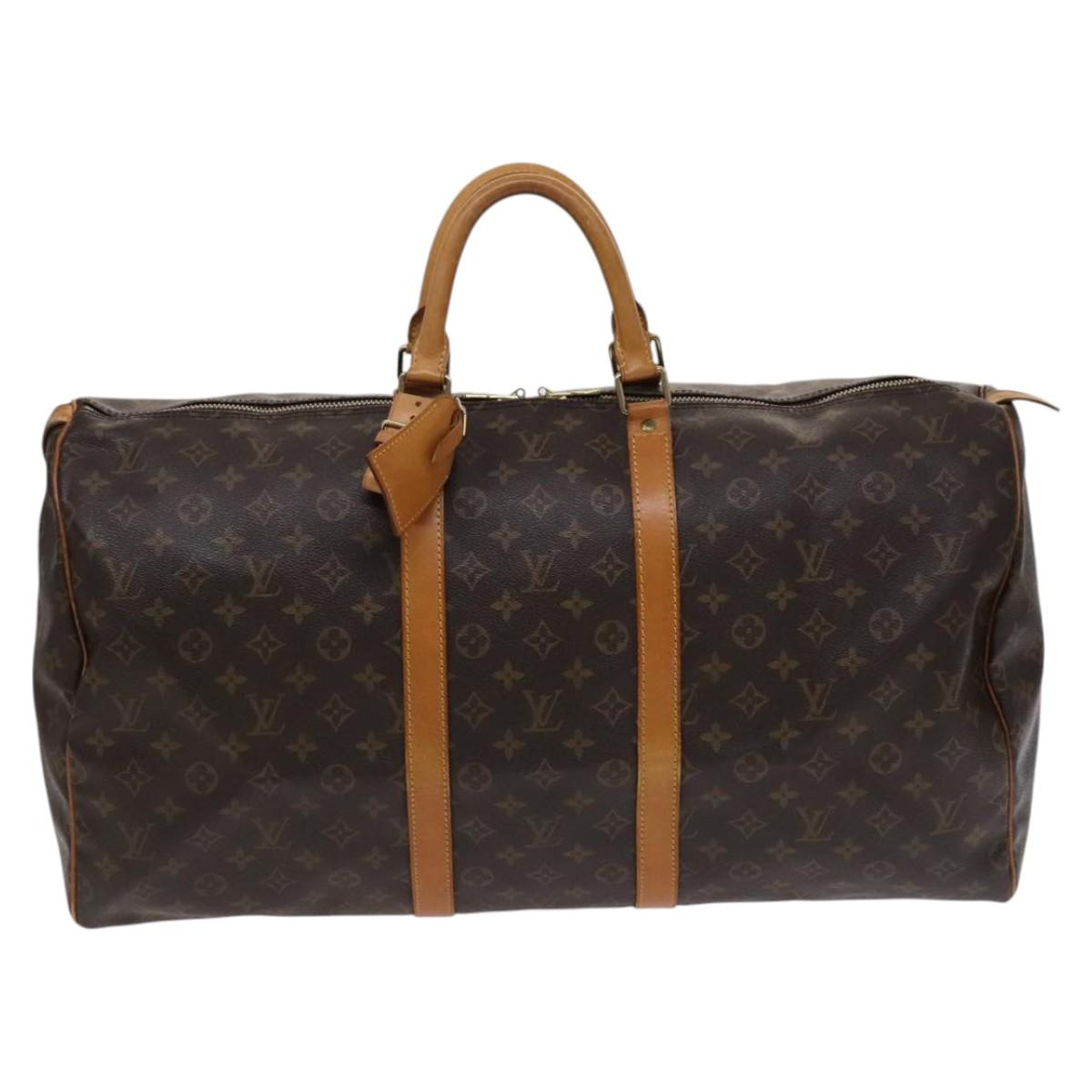 Louis Vuitton Keepall 55, Brown, Canvas, travel