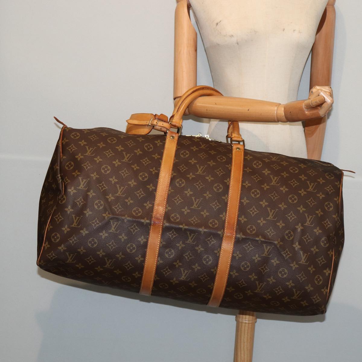 Louis Vuitton Keepall 60, Brown, Canvas, travel