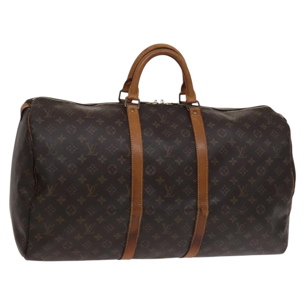Louis Vuitton Keepall 55, Brown, Canvas, travel
