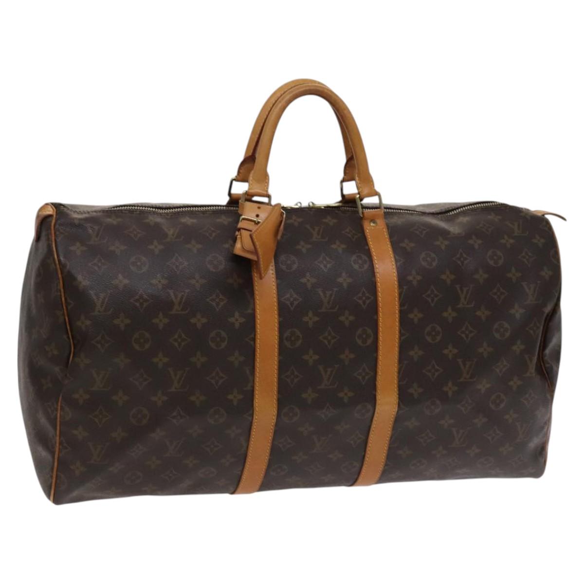 Louis Vuitton Keepall 55, Brown, Canvas, travel