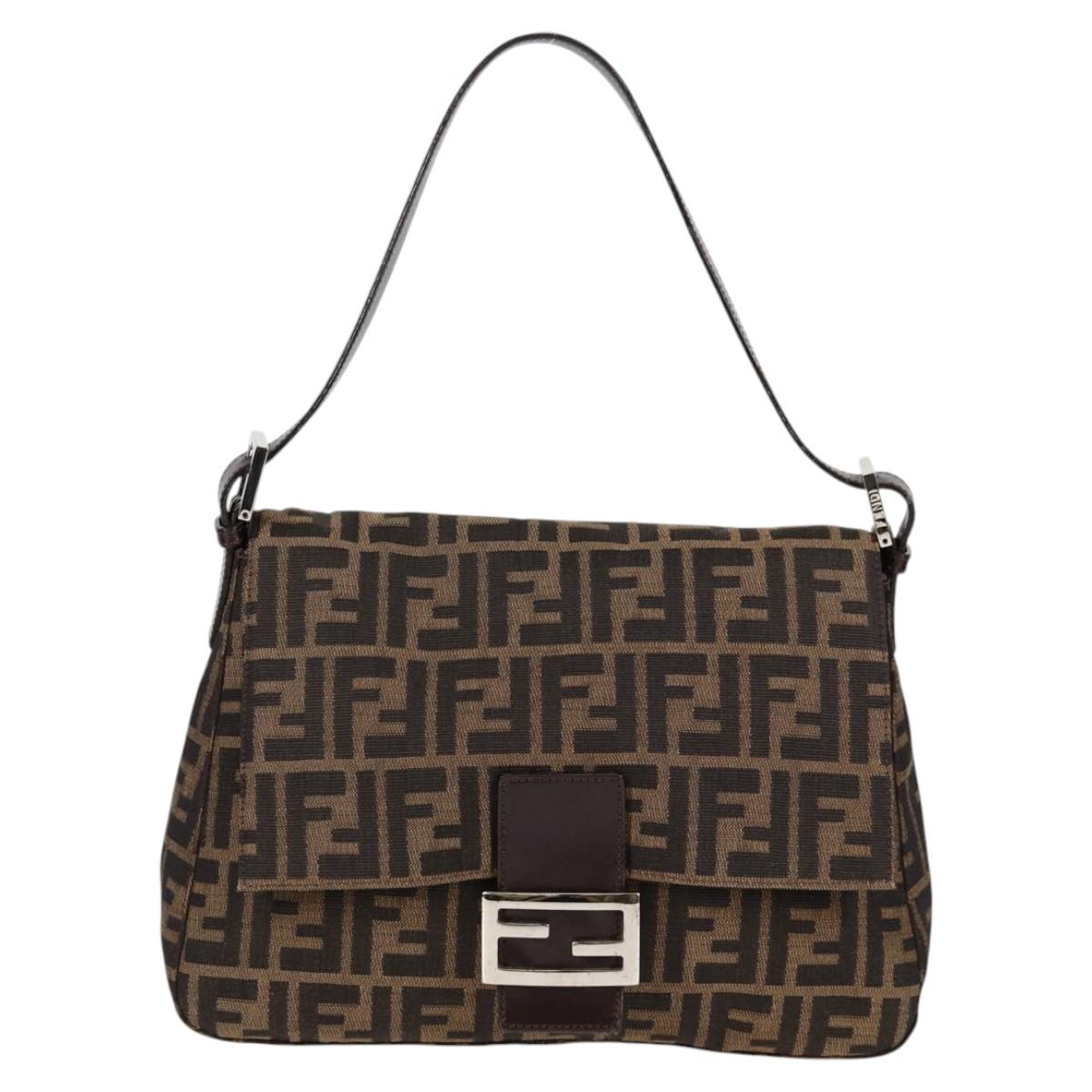 Fendi Mamma Baguette, Black, Canvas, shoulder