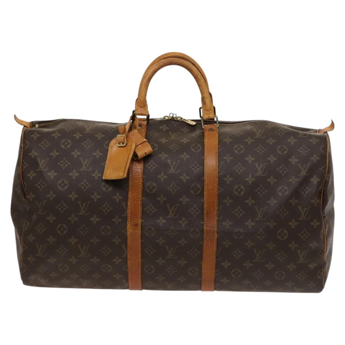 Louis Vuitton Keepall 55, Brown, Canvas, travel