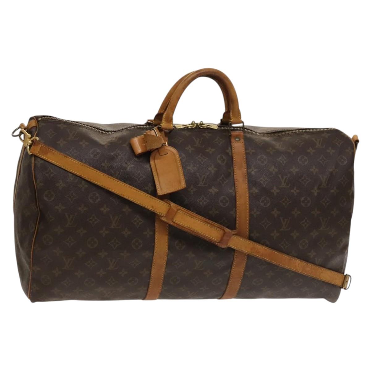 Louis Vuitton Keepall Bandoulière 60, Brown, Canvas, travel