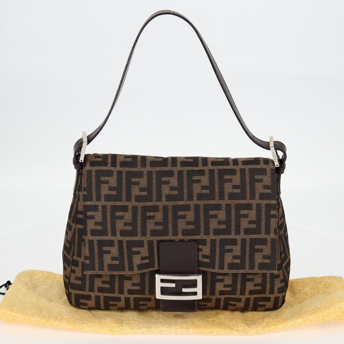 Fendi Mamma Baguette, Black, Canvas, shoulder
