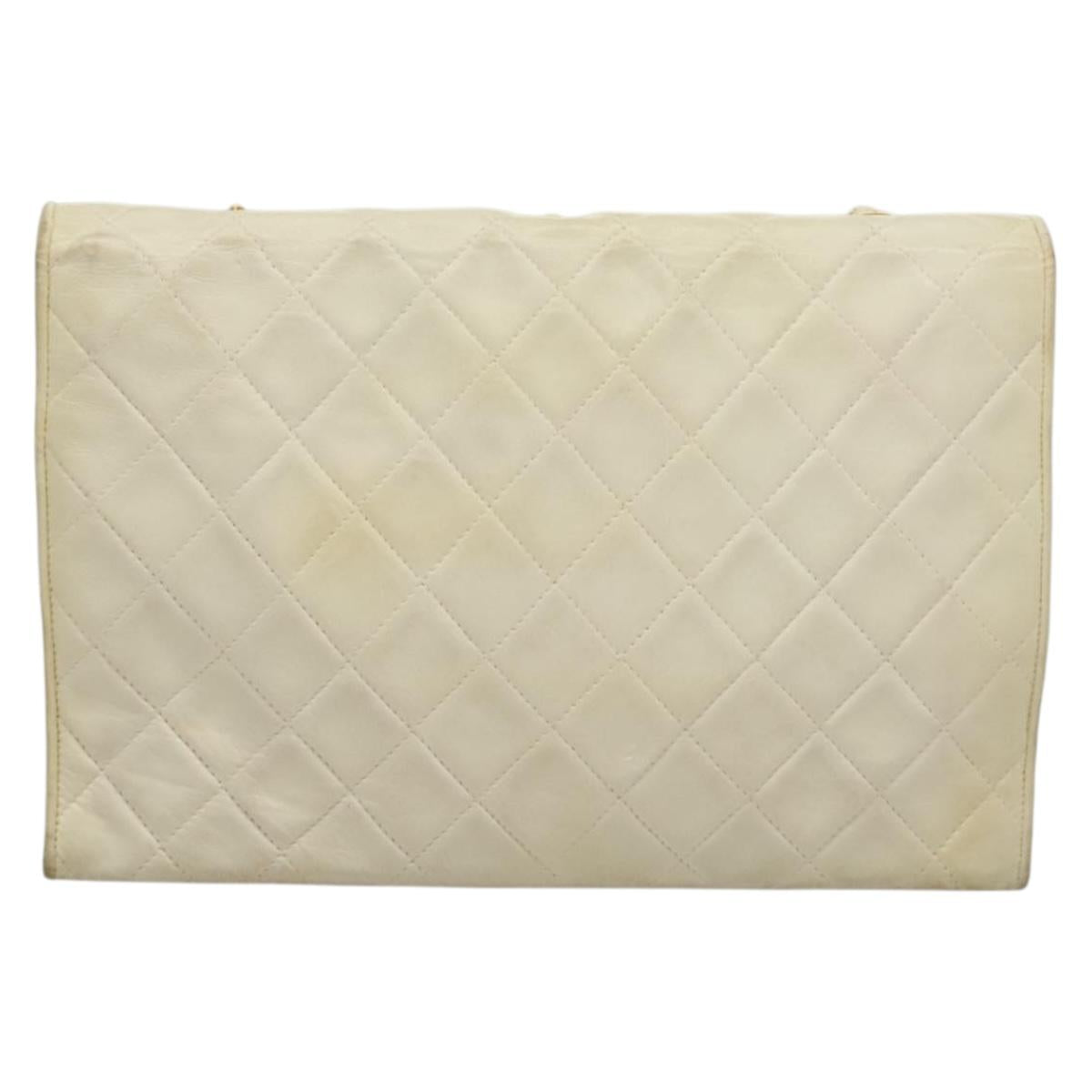 Chanel Demi Lune, White, Leather, shoulder