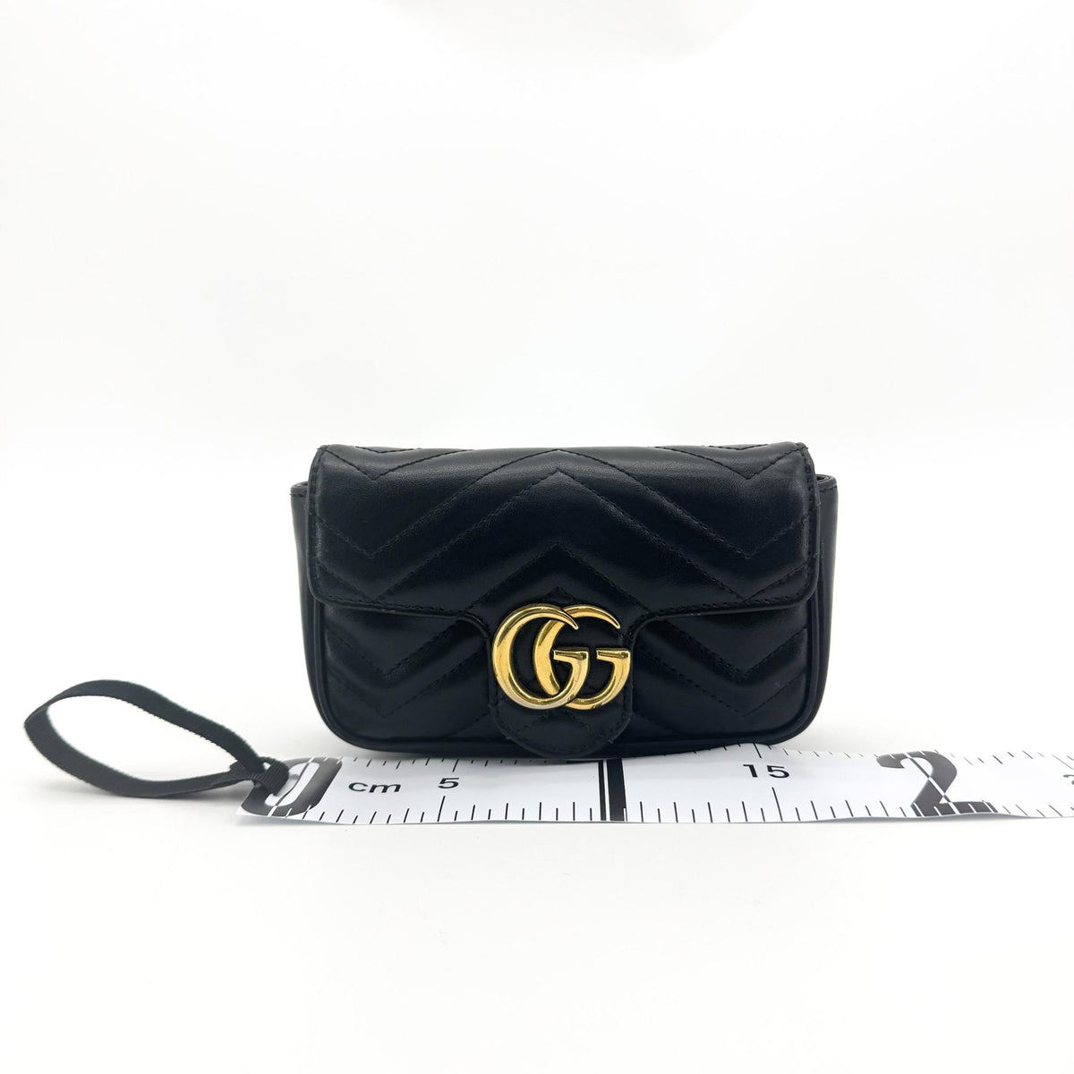 Gucci GG Marmont Flap Matelasse Leather, Black, Calfskin, Handbag