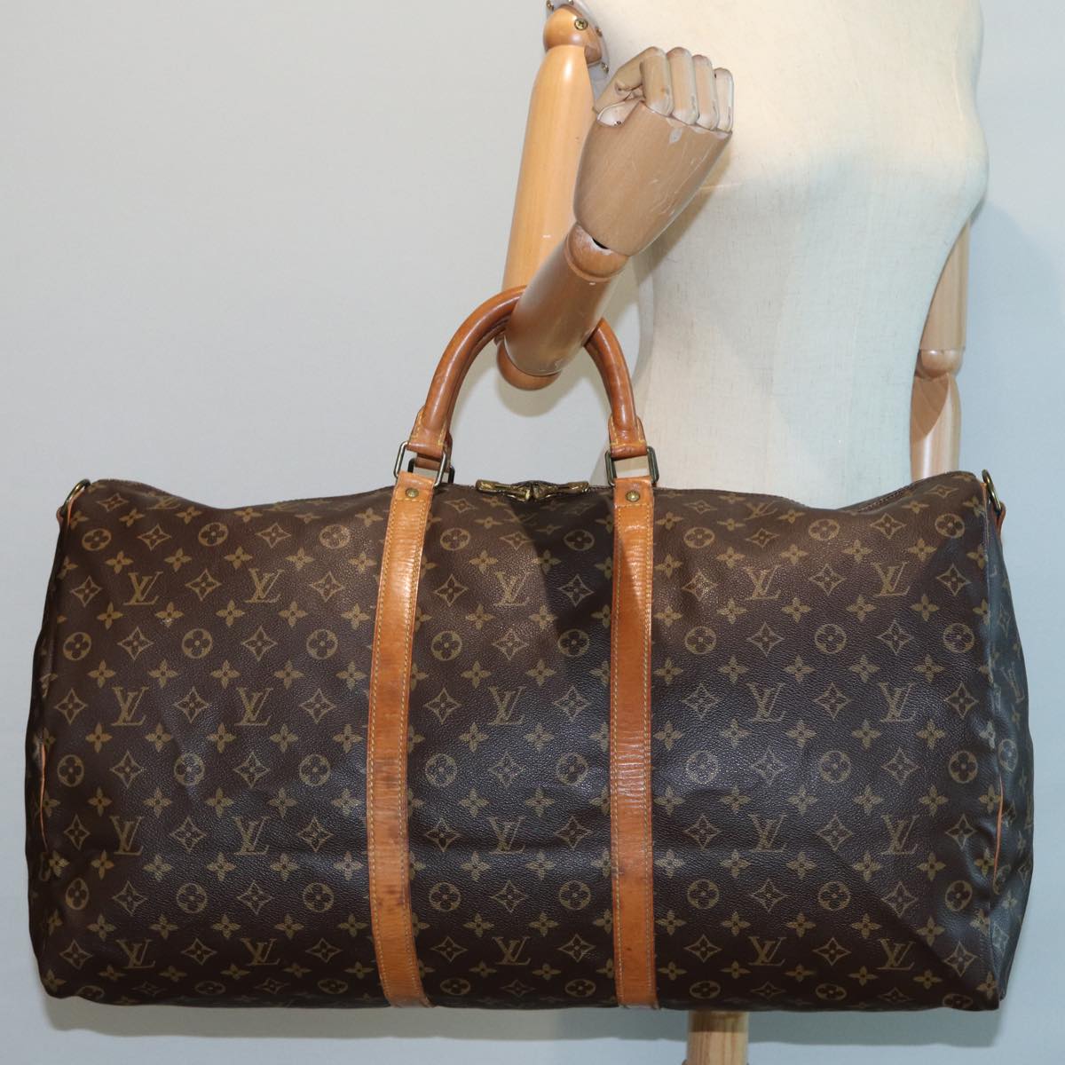 Louis Vuitton Keepall 60, Brown, Canvas, travel