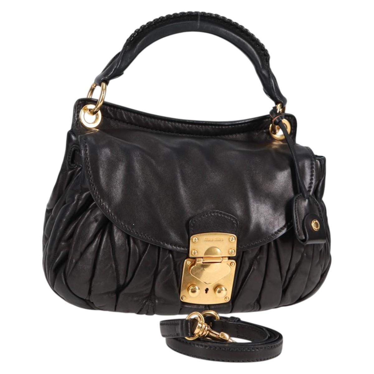 Miu Miu Coffer, Black, Leather, handbag