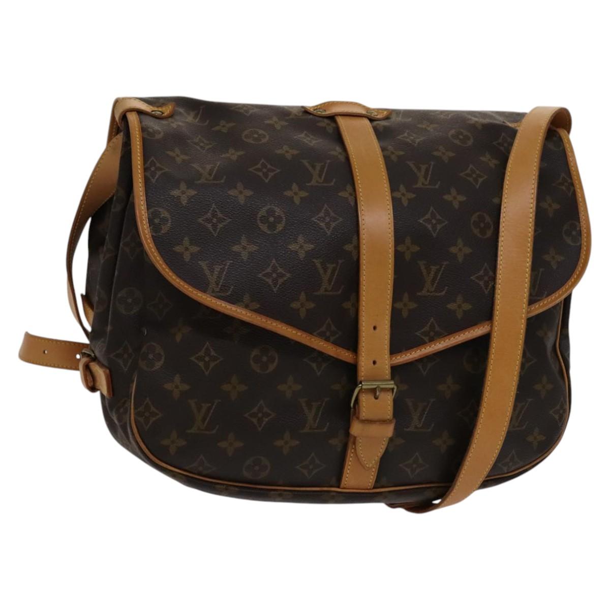 Louis Vuitton Saumur 35, Brown, Canvas, shoulder
