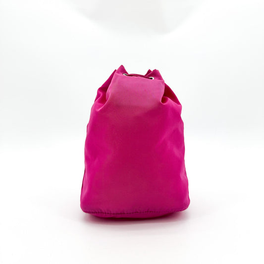 Prada Drawstring Wristlet Bucket Tessuto, Pink, Nylon, Handbag