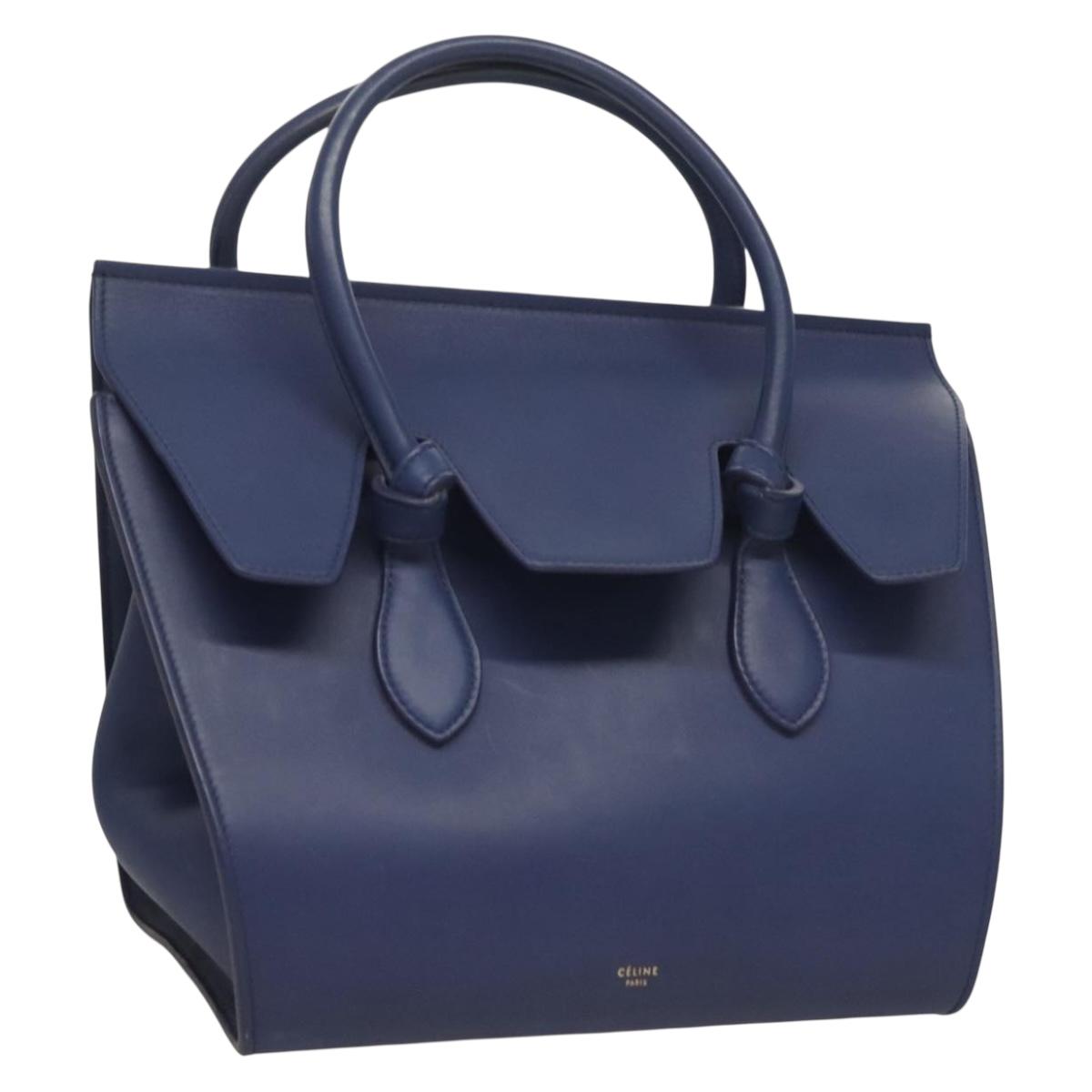 Céline Tie, Navy, Leather, handbag