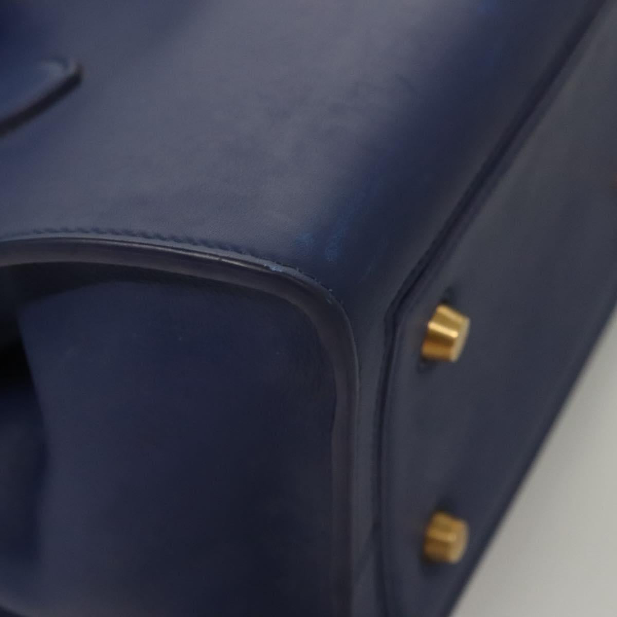 Céline Tie, Navy, Leather, handbag