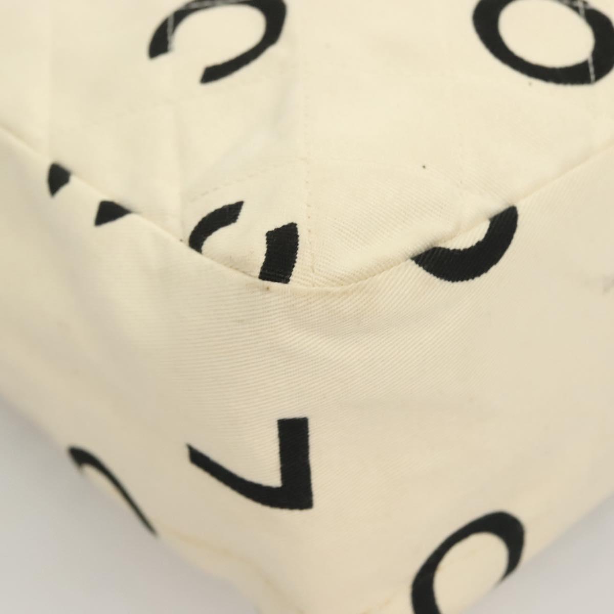 Chanel Cc, White, Canvas, tote
