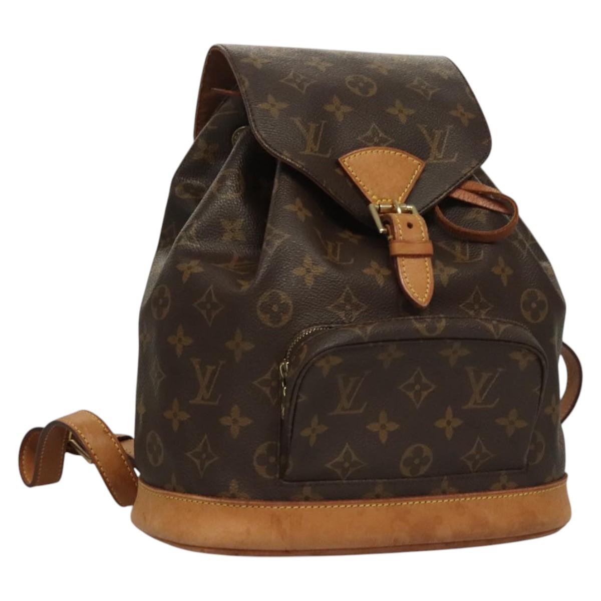 Louis Vuitton Montsouris MM, Brown, Canvas, backpack