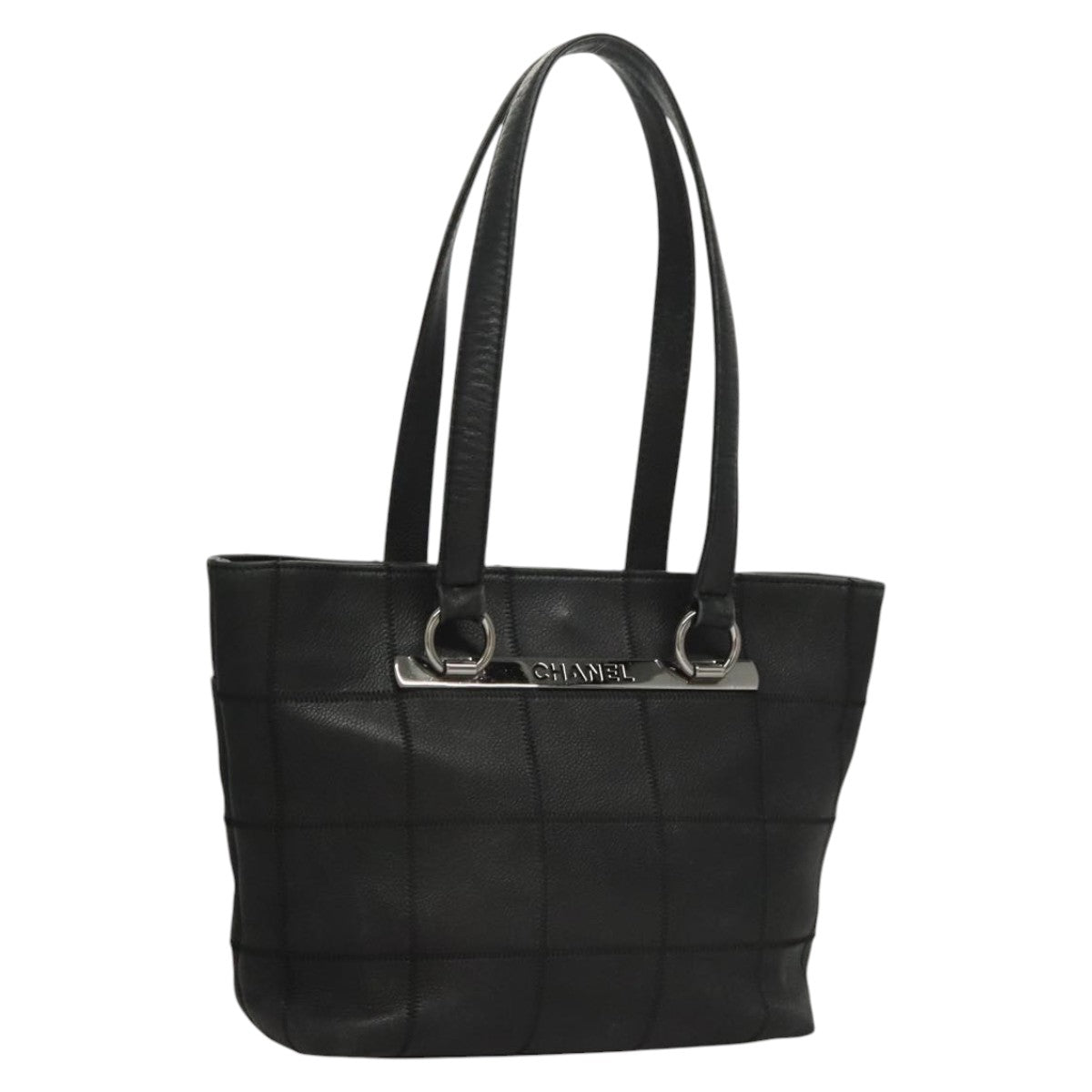 Chanel Chocolate bar, Black, Leather, tote
