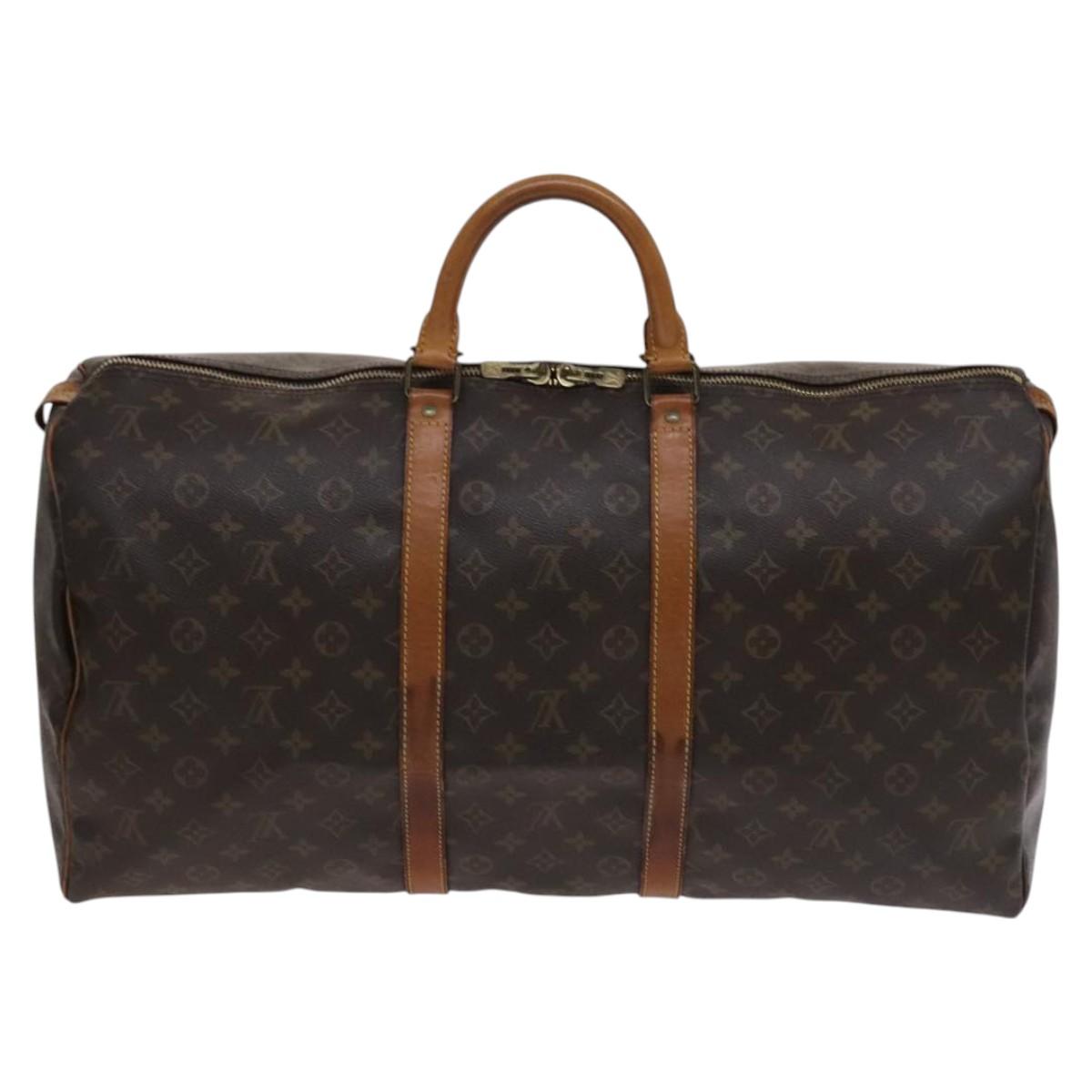 Louis Vuitton Keepall 55, Brown, Canvas, travel