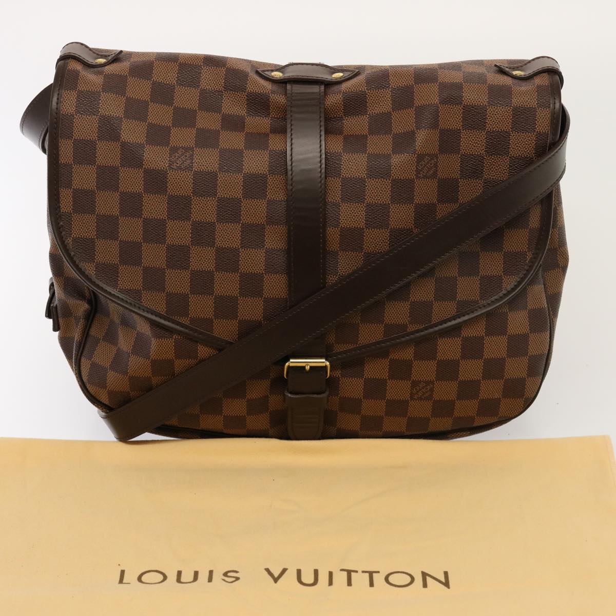 Louis Vuitton Saumur 35, Brown, Canvas, shoulder