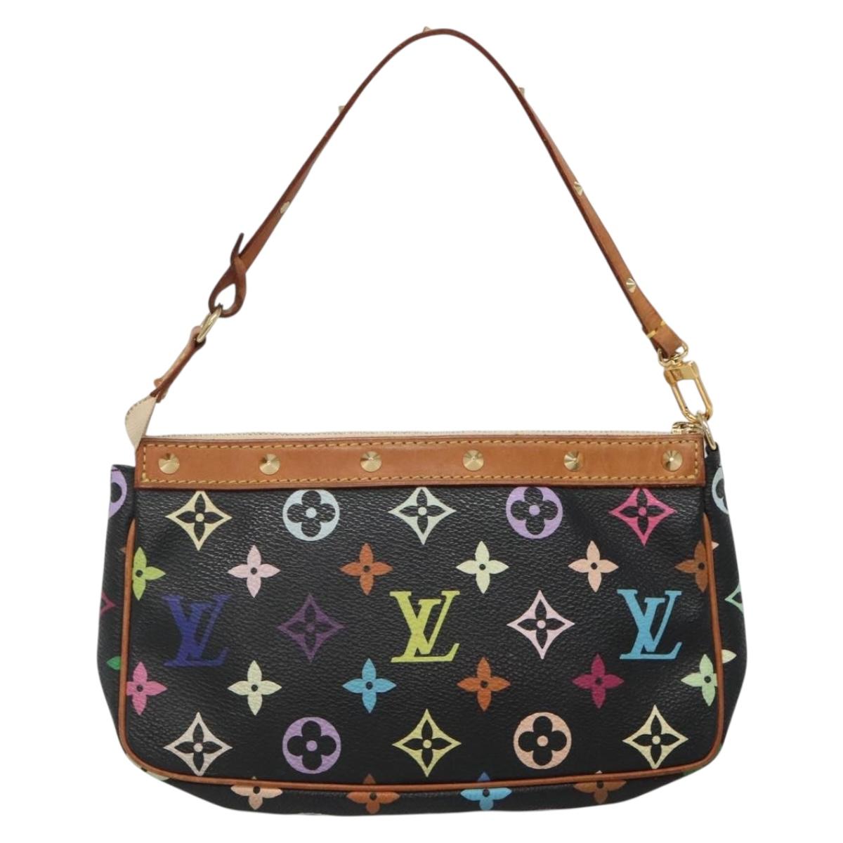Louis Vuitton Pochette Accessoire, Black, Canvas, clutch