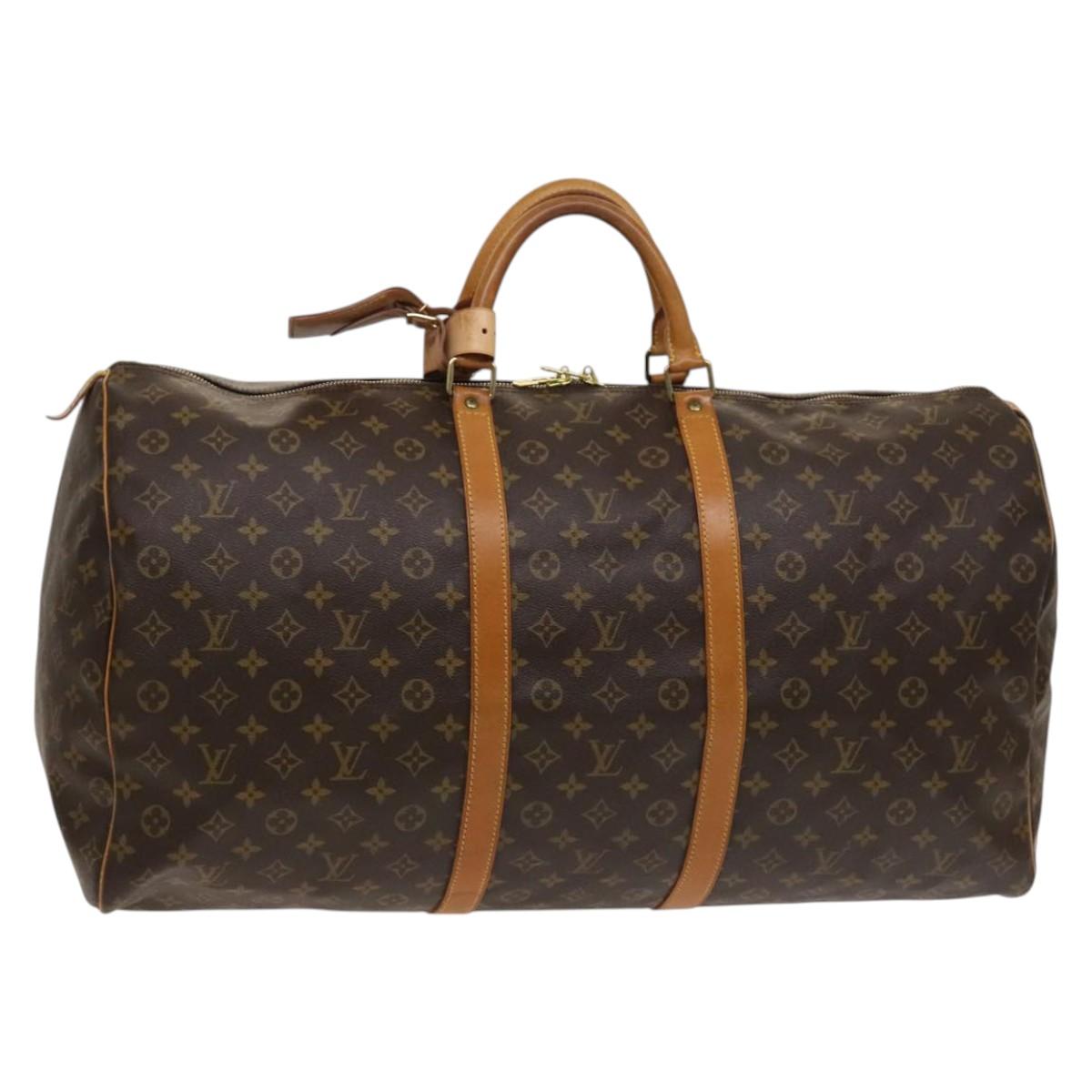 Louis Vuitton Keepall 60, Brown, Canvas, travel