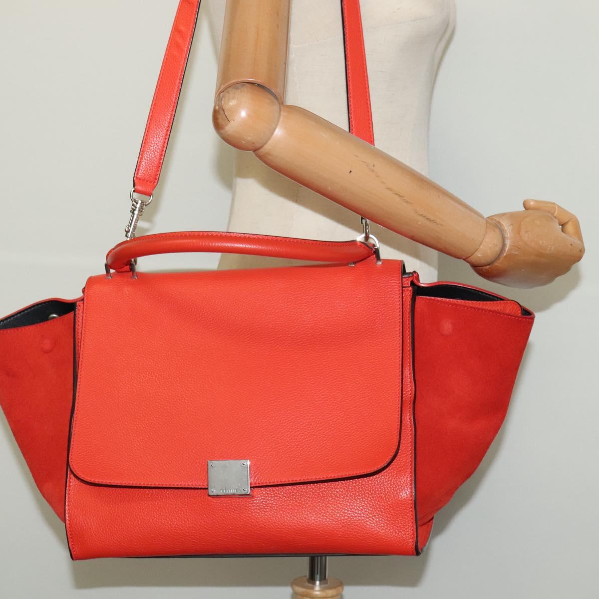 Céline Trapèze, Red, Leather, handbag