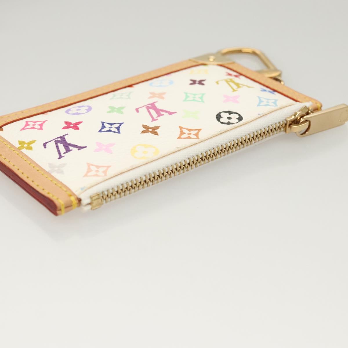 Louis Vuitton Pochette Clés, White, Canvas, wallet