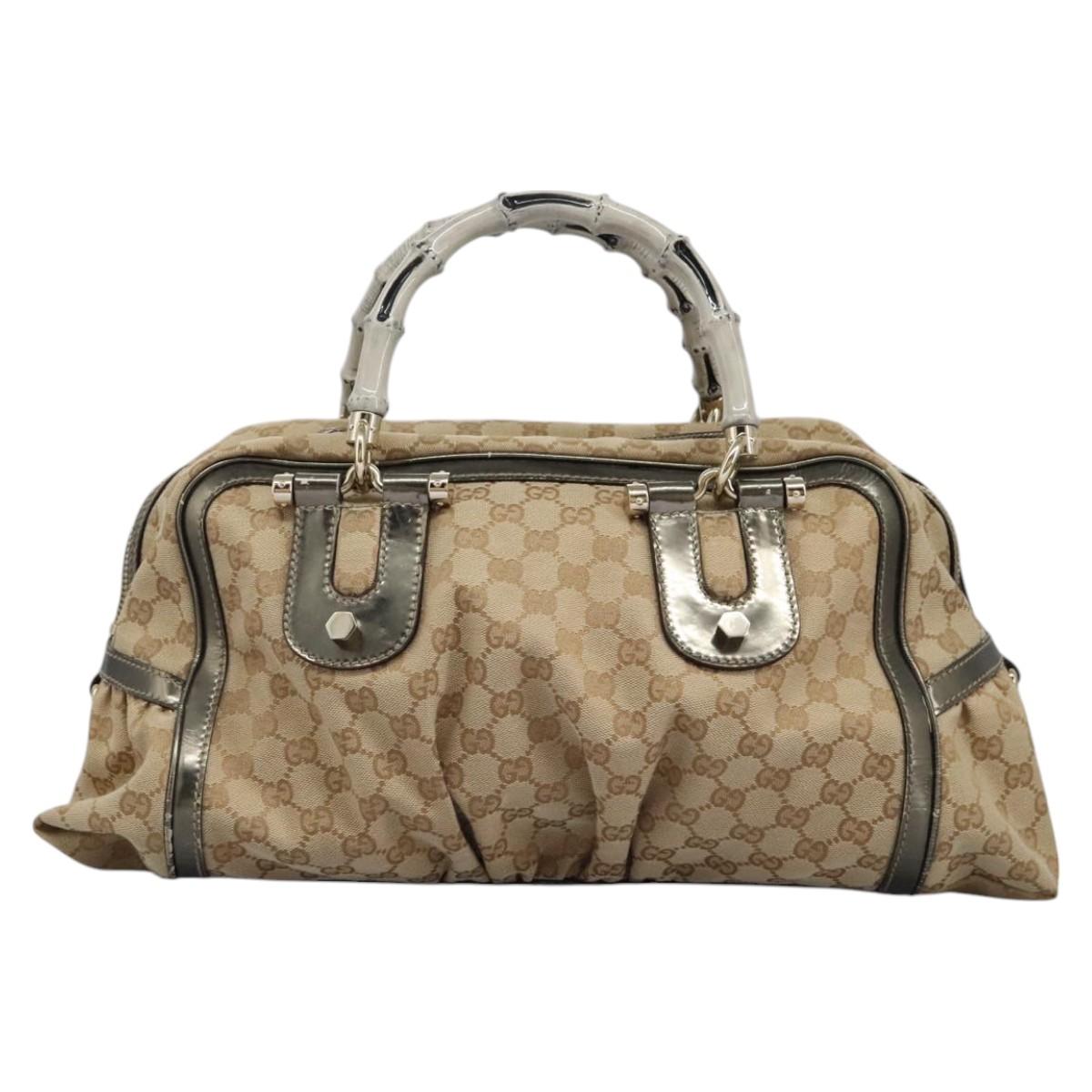 Gucci Bamboo, Beige, Canvas, handbag