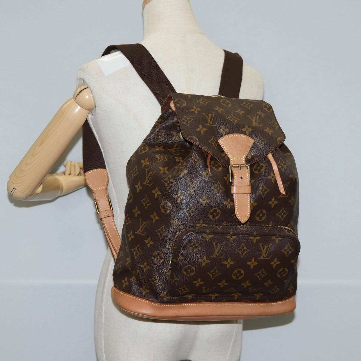 Louis Vuitton Montsouris GM, Brown, Canvas, backpack
