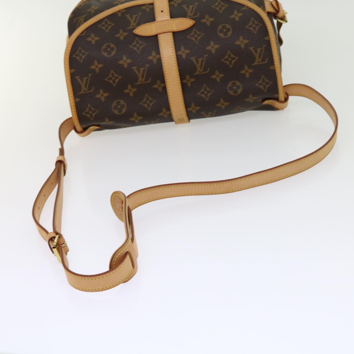 Louis Vuitton Saumur, Brown, Canvas, shoulder