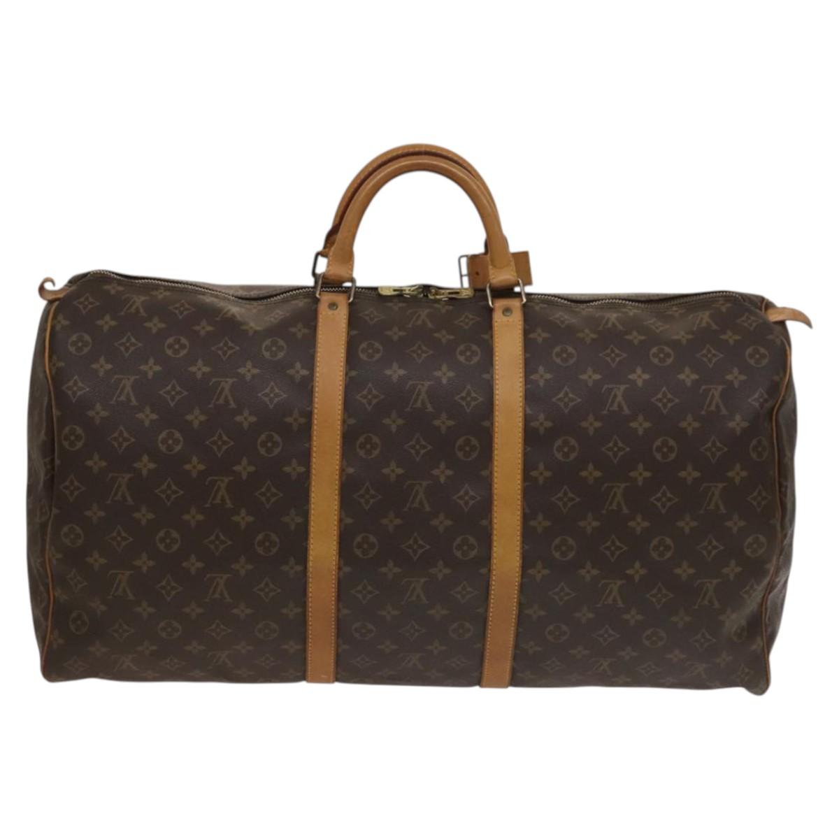 Louis Vuitton Keepall 60, Brown, Canvas, travel