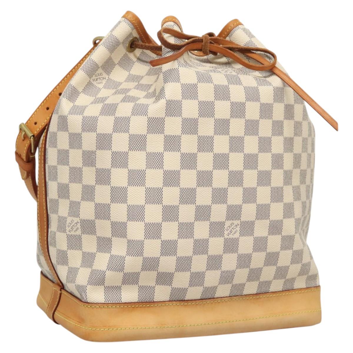 Louis Vuitton Noe, White, Canvas, shoulder
