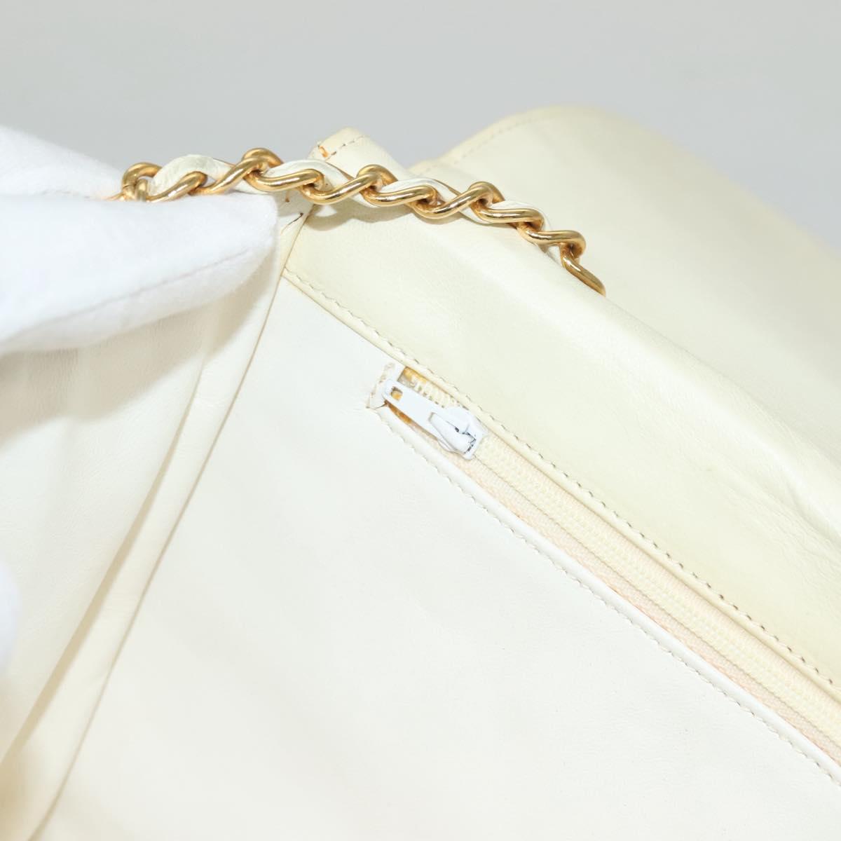 Chanel Demi Lune, White, Leather, shoulder