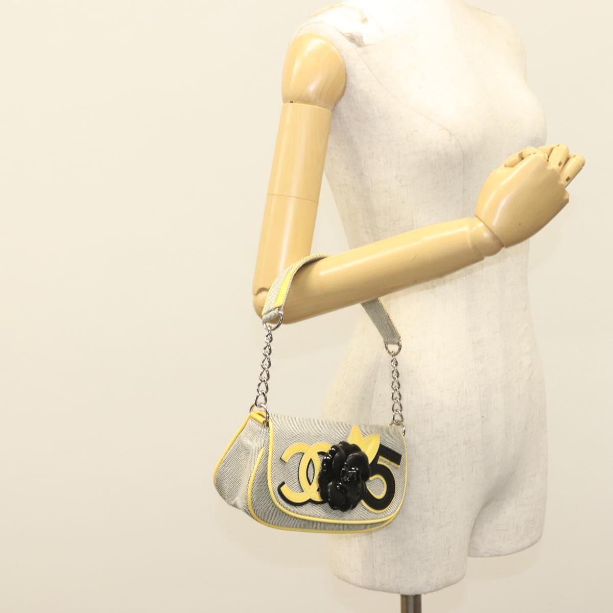 Chanel Camellia, Grey, Canvas, clutch