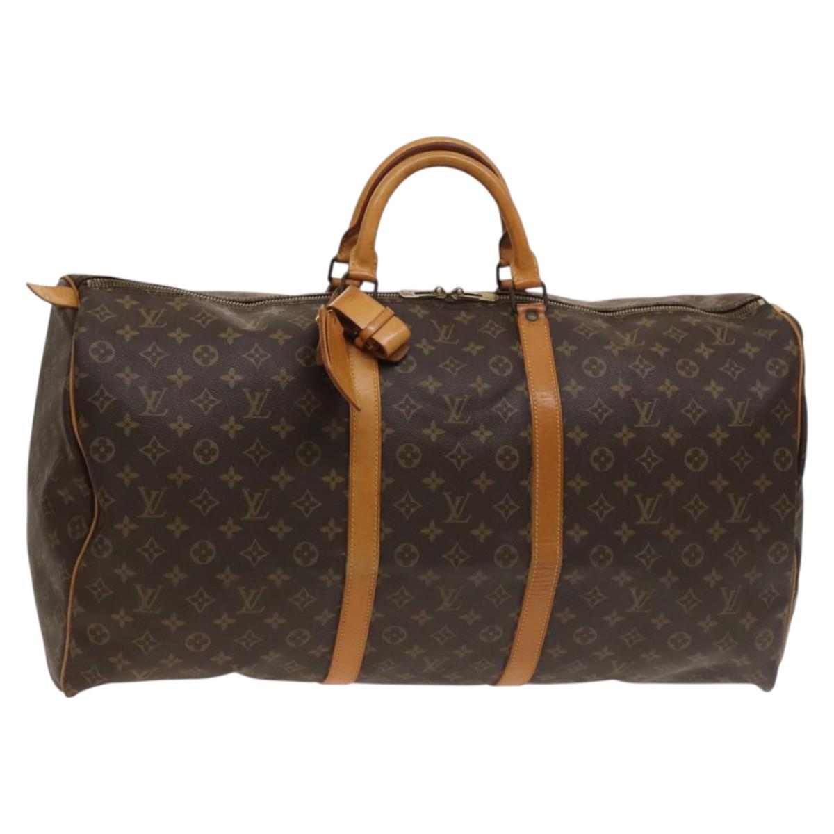 Louis Vuitton Keepall 60, Brown, Canvas, travel