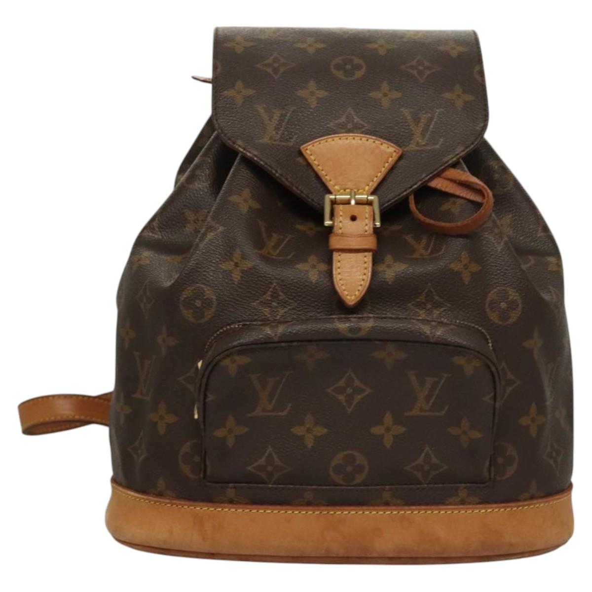 Louis Vuitton Montsouris MM, Brown, Canvas, backpack