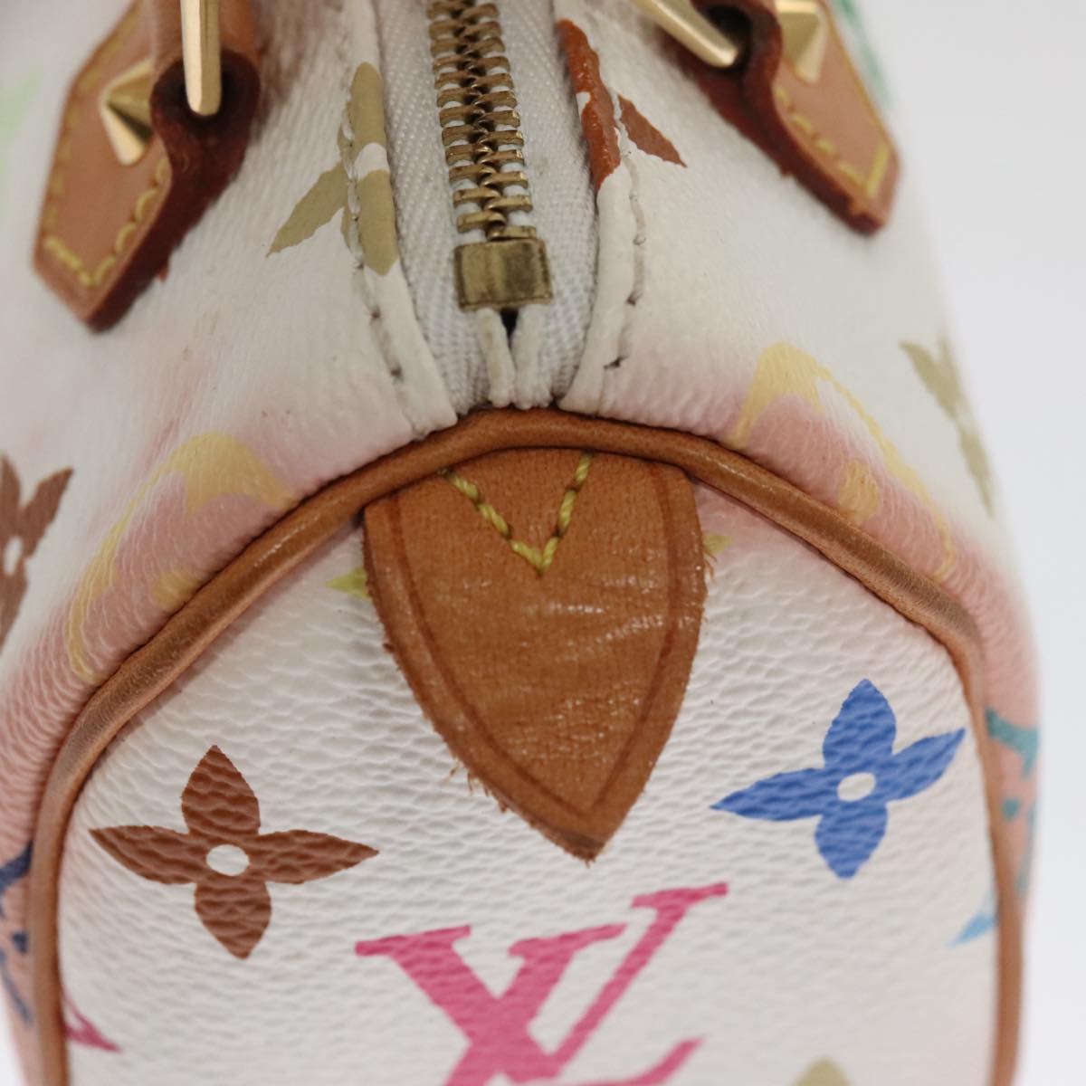 Louis Vuitton Mini speedy, White, Canvas, handbag