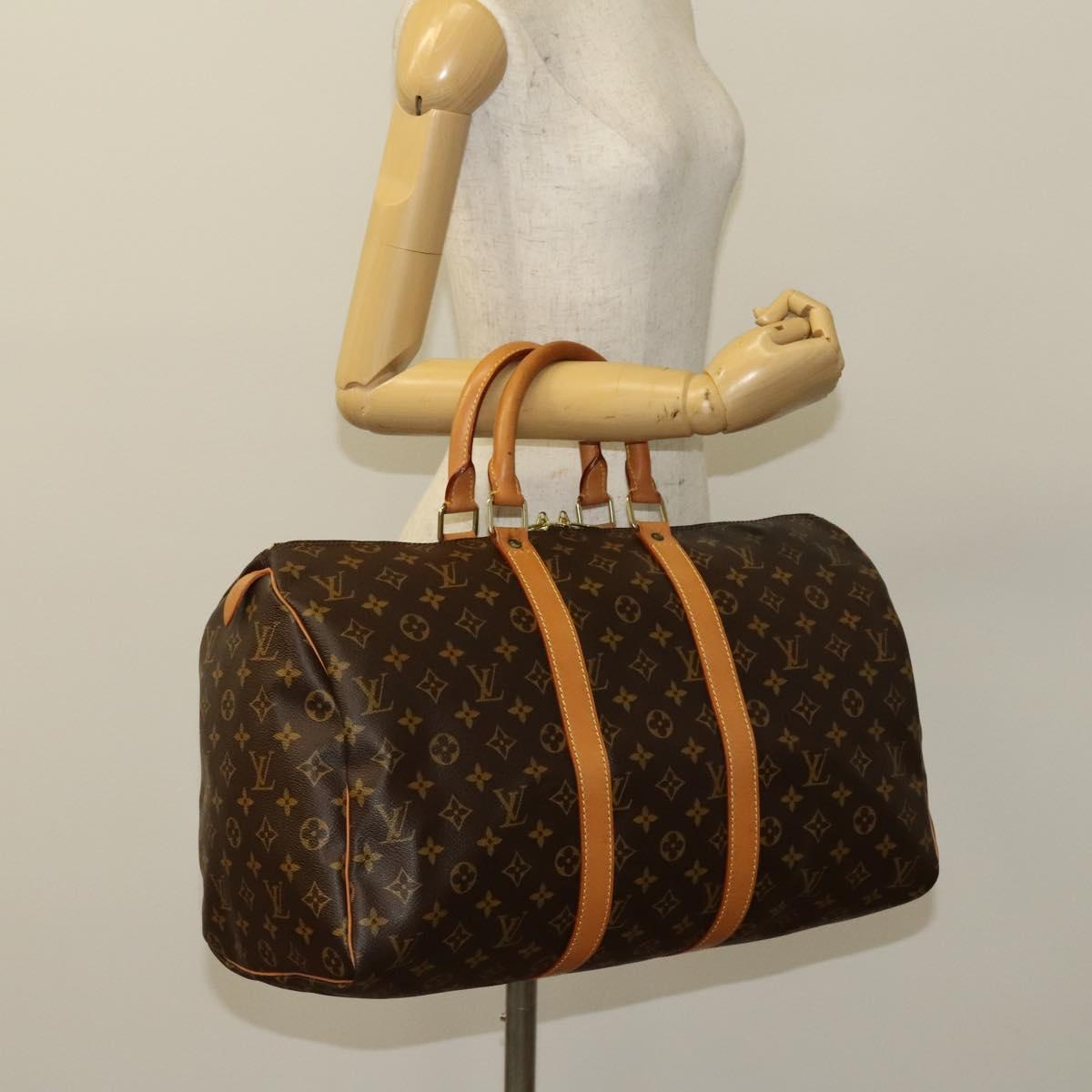 Louis Vuitton Keepall 45, Brown, Canvas, travel
