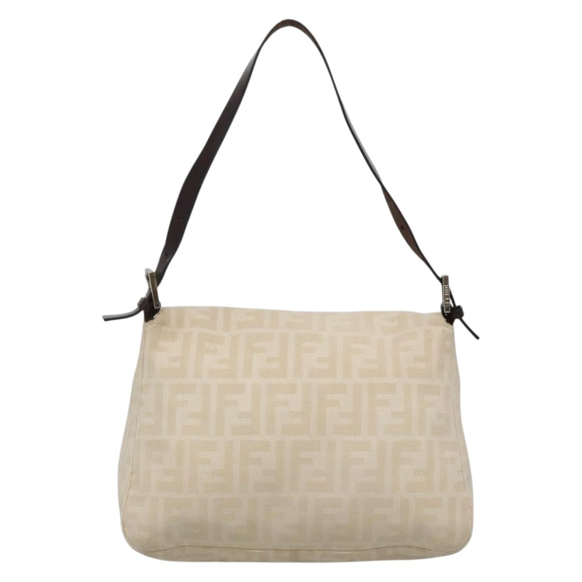 Fendi Mamma Baguette, Beige, Canvas, shoulder
