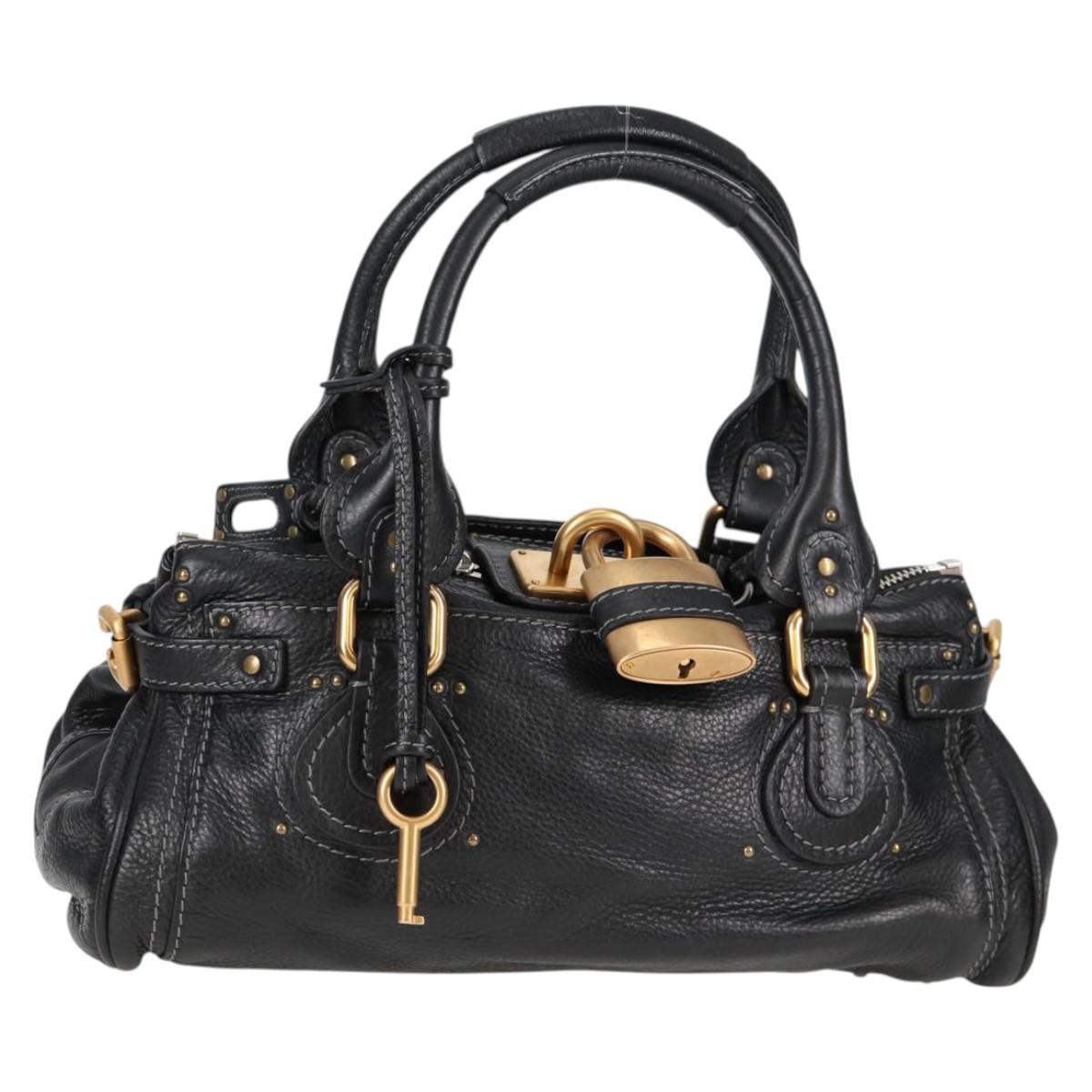 Chloé Paddington, Black, Leather, handbag