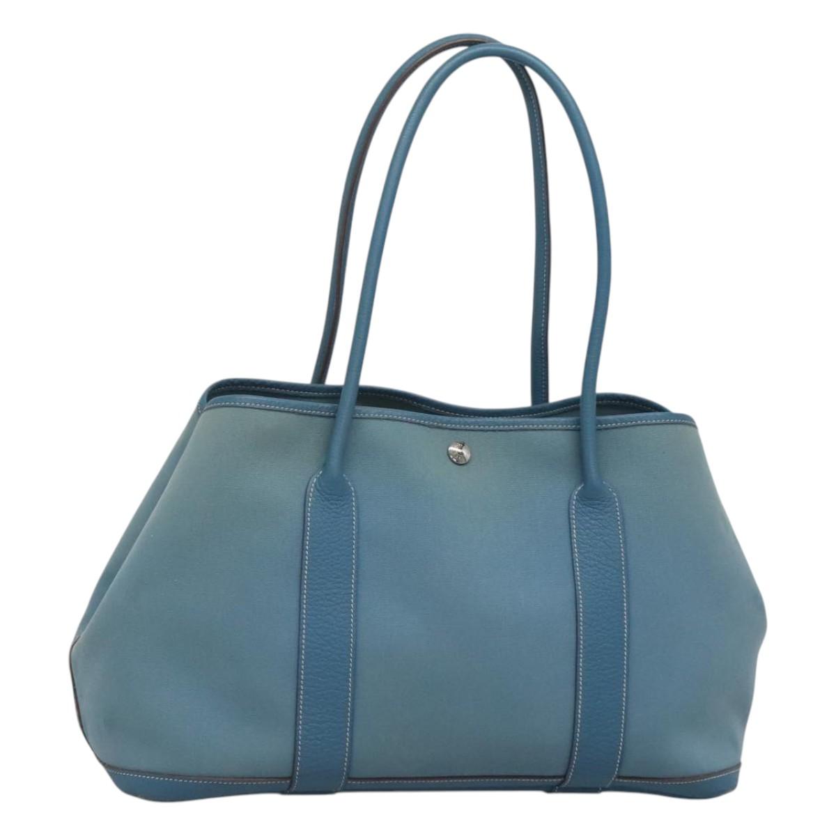 Hermès Garden Party, Blue, Canvas, tote