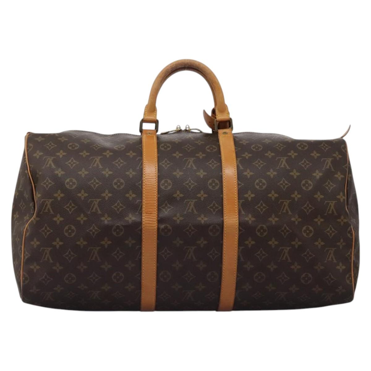 Louis Vuitton Keepall 55, Brown, Canvas, travel