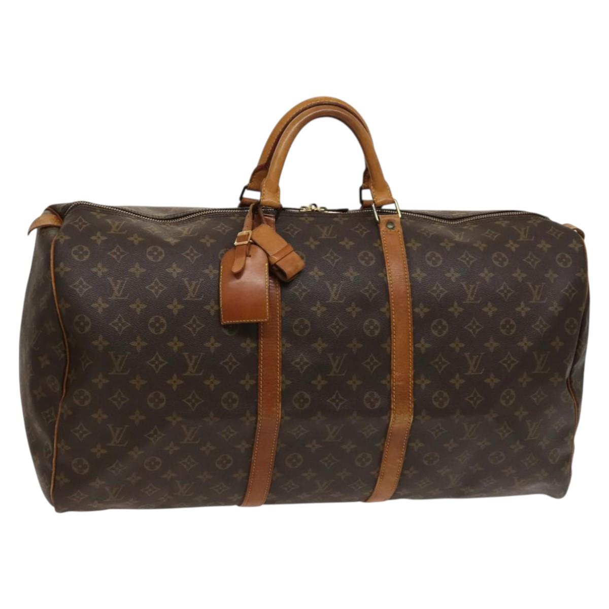 Louis Vuitton Keepall 60, Brown, Canvas, travel