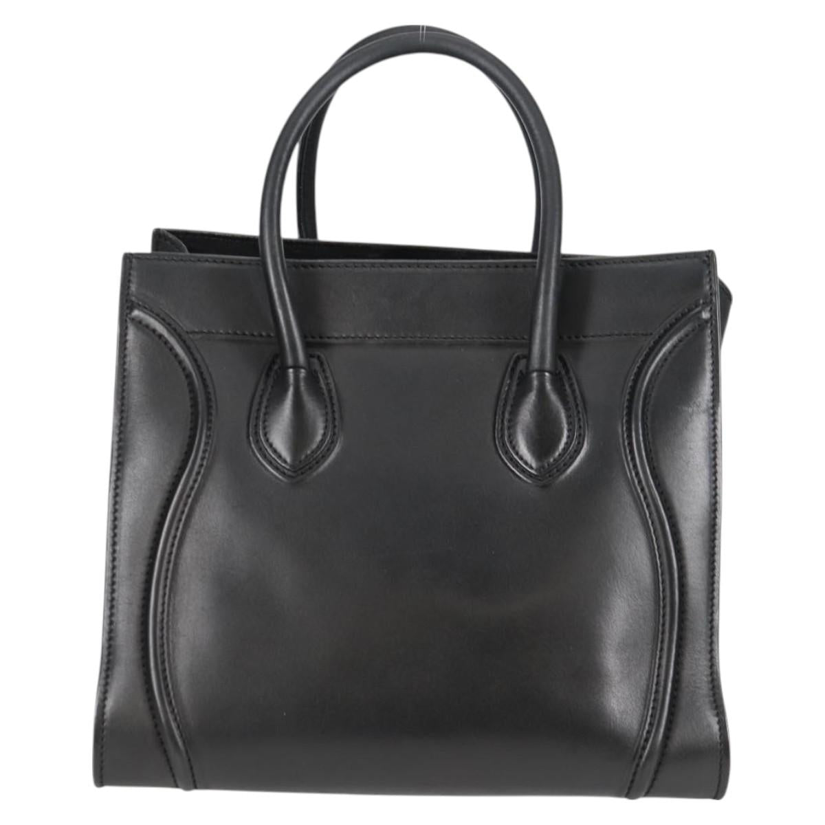 Céline Luggage Phantom, Black, Leather, tote