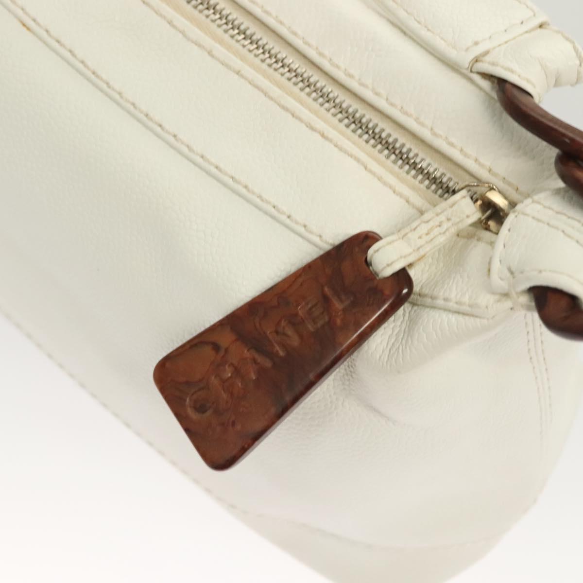 Chanel Logo CC, White, Leather, handbag