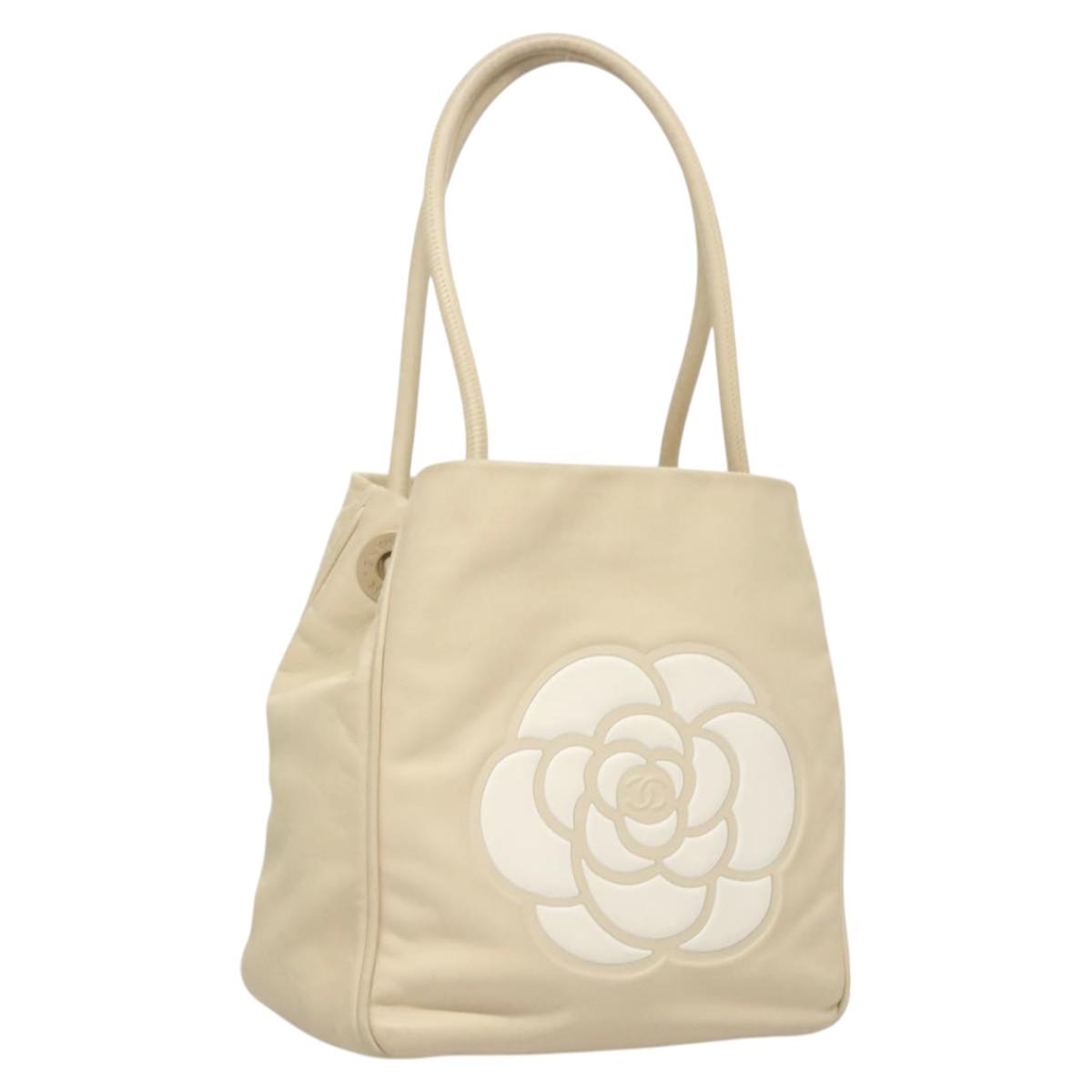 Chanel Camellia, Beige, Leather, tote